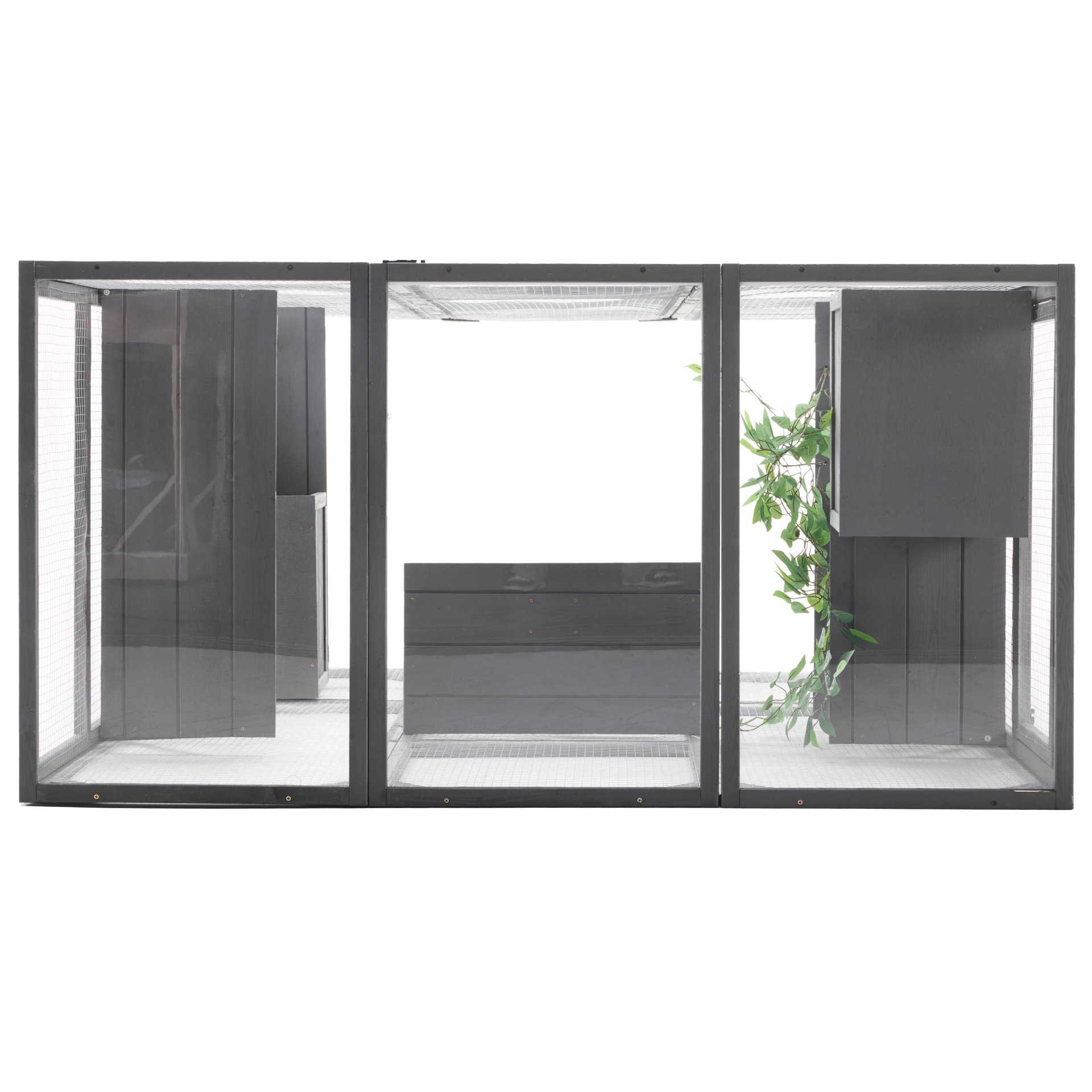 Outdoor Diy Cat House Catio With Double Enter Doors, Platforms, And Condos - Dark Gray - Image 12