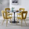Modern Chair With Iron Tube Legs, Soft Cushions And Comfortable Backrest, Suitable For Dining Room, Living Room, Cafe, Hairball Back (Set of 2) - Yellow - Image 6