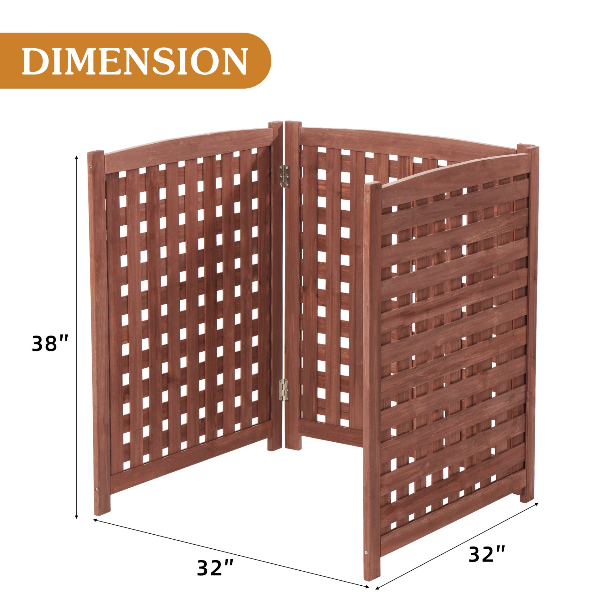 Air Conditioner Fence Screen Outside, Cedar Privacy Fence 3 Panels To Hide Ac & Trash Enclosure - Brown - Image 2