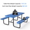 Expanded Rectangular Picnic Table - Blue - Metal - Image 6