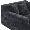 Chenille Interior Lazy Sofa Chaise Lounge Armchair With 3 Pillows And Armrests, Soft Chenille - Black - Image 9