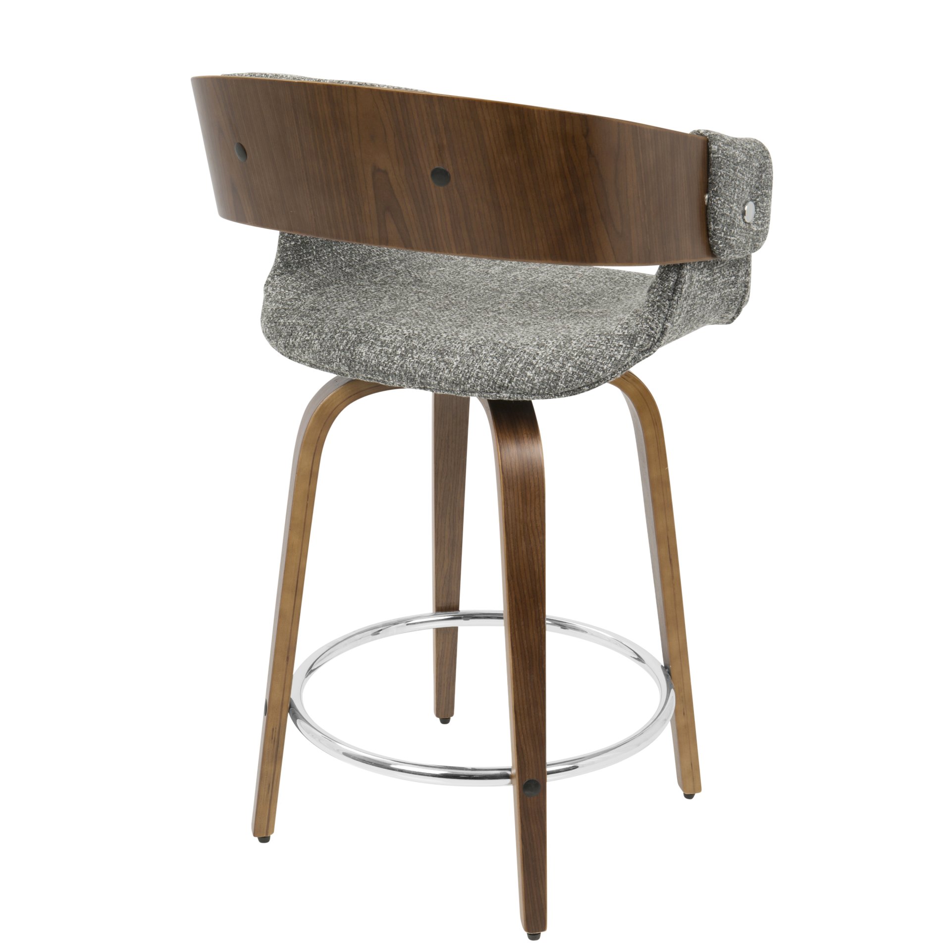 Elisa - Mid-Century Modern Counter Stool (Set of 2) - Walnut / Gray - Image 5