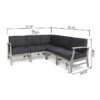 Perla - 5 Pieces Sofa Set - Dark Gray - Image 3