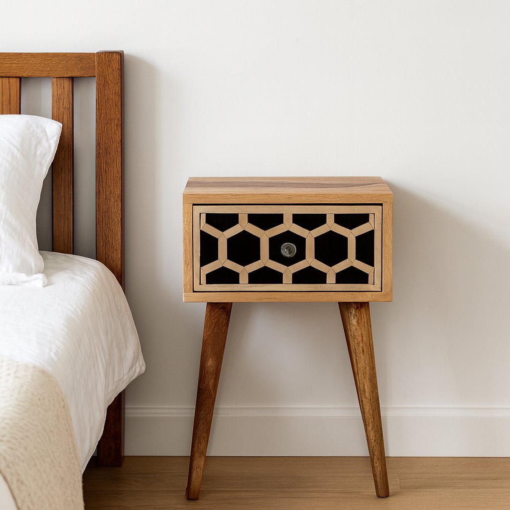 Inlay - Mini Bone Bedside Table - Brown Oak - Image 20