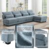 Oversized Deep Seat Sectional Sofa With Reversible Chaise, Loop Yarn Fabric 5 Seat Armless Indoor Furniture, Convertible L-Shaped Couch - Blue - Image 14