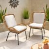 Outdoor Wicker Club Chair With Cushions (Set of 2) - Light Brown - Image 5