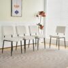 Modern Fabric Upholstered Dining Chair With Black Metal Legs (Set of 4) - Beige - Image 11