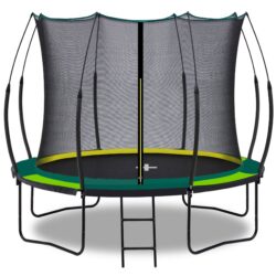 Yc 10Ft Recreational Trampolines With Enclosure For Kids And Adults With Patented Fiberglass Curved Poles - Pumpkin Green