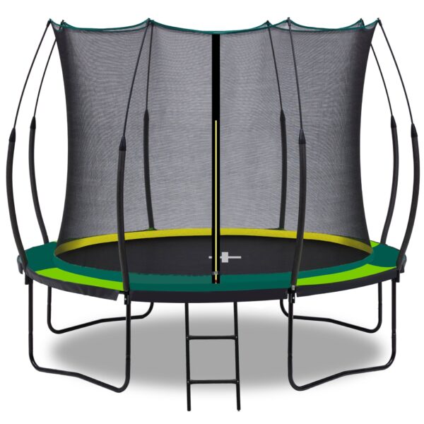 Yc 10Ft Recreational Trampolines With Enclosure For Kids And Adults With Patented Fiberglass Curved Poles - Pumpkin Green