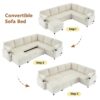 Sectional Sofa Versatile Sofa Bed Sofa Sleeper U - Shaped Sofa With Ample Storage Space, 2 Cup Holders And Charging Ports For Living Room - Beige - Image 5
