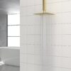 8" Stainless Steel Square Rainfall Shower Head Wall & Ceiling Mount With Self Cleaning Nozzles & Full Body Coverage - Gold - Image 5