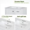 Bathroom Vanity, Modern Bathroom Cabinet With Sink Combo Set, Bathroom Storage Cabinet With A Soft Closing Door And 3 Drawers, Solid Wood Frame - White - Image 23