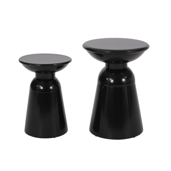 Serenita - Outdoor Iron Side Tables With Flared Design, (Set of 2) - Black