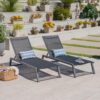 Outdoor Chaise Lounge With Mesh Back And Metal Frame - Black - Image 2