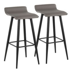 Ale - Contemporary Fixed Height Bar Stool (Set of 2) - Black / Gray
