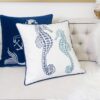 Seahorses Pillow Cover With Matching Back - Indigo - Image 2