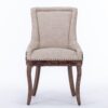 Ultra Side Dining Chair, Thickened Fabric Chairs With Neutrally Toned Solid Wood Legs, Bronze Nail Head, (Set of 2) - Beige / Patterned - Image 3