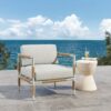 Oriana - Aluminum Outdoor Patio Armchair With Thick Cushions - Light Gray - Image 2