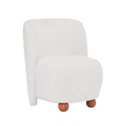 Modern Low Back Accent Chair, Upholstered Armless Living Room Chairs, Round Pine Wood Feet, For Small Living Spaces, Living Room - White
