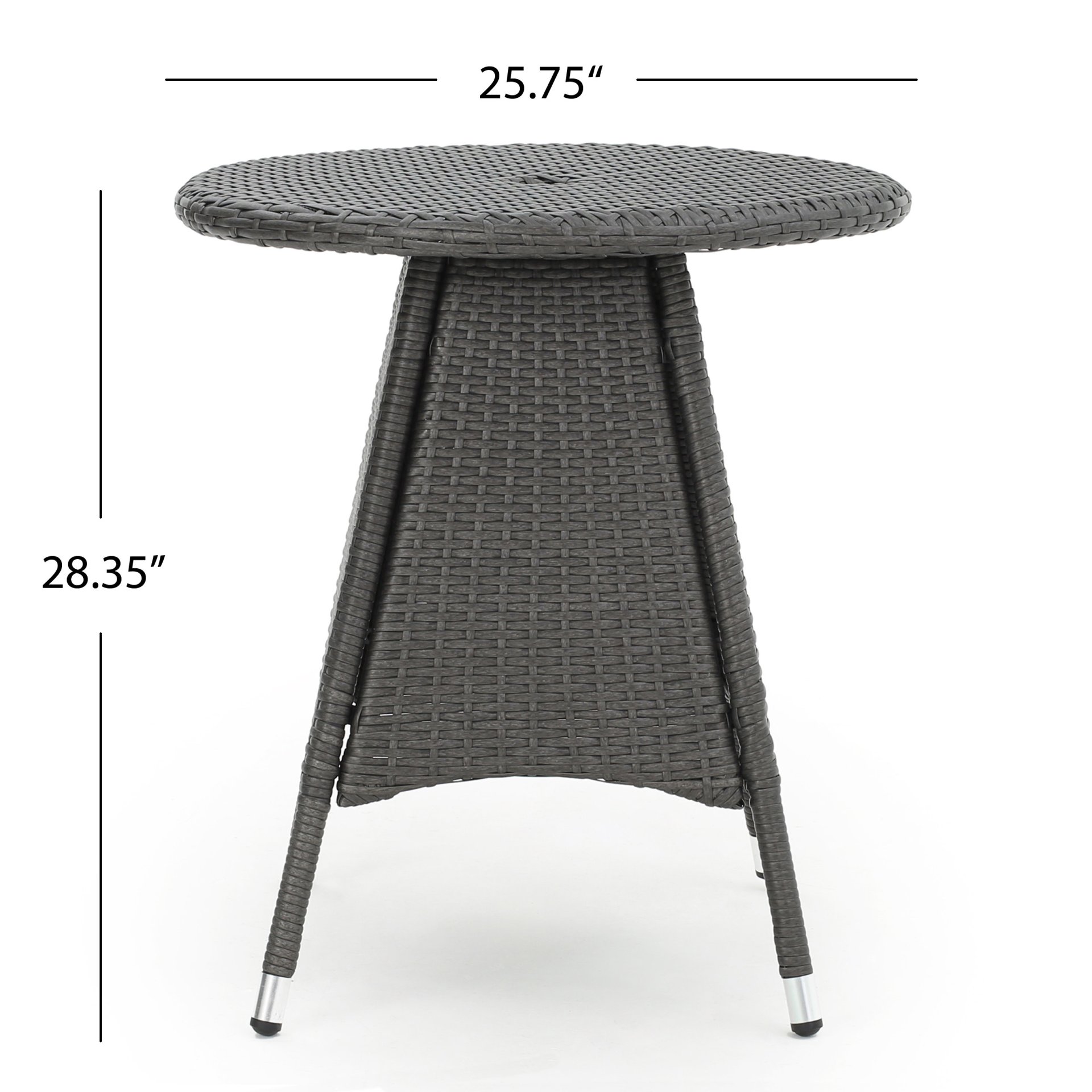 Outdoor Rattan Bistrotable With Surface Round - Gray - Image 3