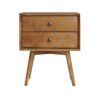 Mid Century Modern Double Drawer Nightstand - Caramel - Image 2