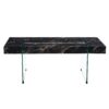 Modern Marble Patterned Coffee Table With Tempered Glass Legs Versatile Use - Black / Transparent - Image 8