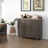 Homcom - Triple-Cabinet Rolling Kitchen Island On Wheels, Kitchen Cart With Storage Shelf Adjustment, Rolling Utility Cart With Wood Top, Towel Rack, Big Drawer - Distressed Brown - Image 9