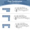 Elegant Convertible L - Shape Sectional Sofa Couch With Movable Ottoman, Velvet Upholstery - Blue - Image 24