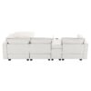 Modern Sectional Cloud Sofa With Console USB Charger Reading Light Cup Holder, Wide Seat 4 Seat Modular Couch Storable Indoor Funiture - Beige - Image 6