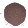 Handmade Semi Rounded Cable Knitted Pouf Perfect Seating & Footrest 100% Cotton - Brown - Image 3