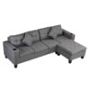 Sectional Sofa Set For Living Room With L Shape Chaise Lounge, Cup Holder And Left Or Right Hand Chaise Modern 4 Seat - Gray - Image 5