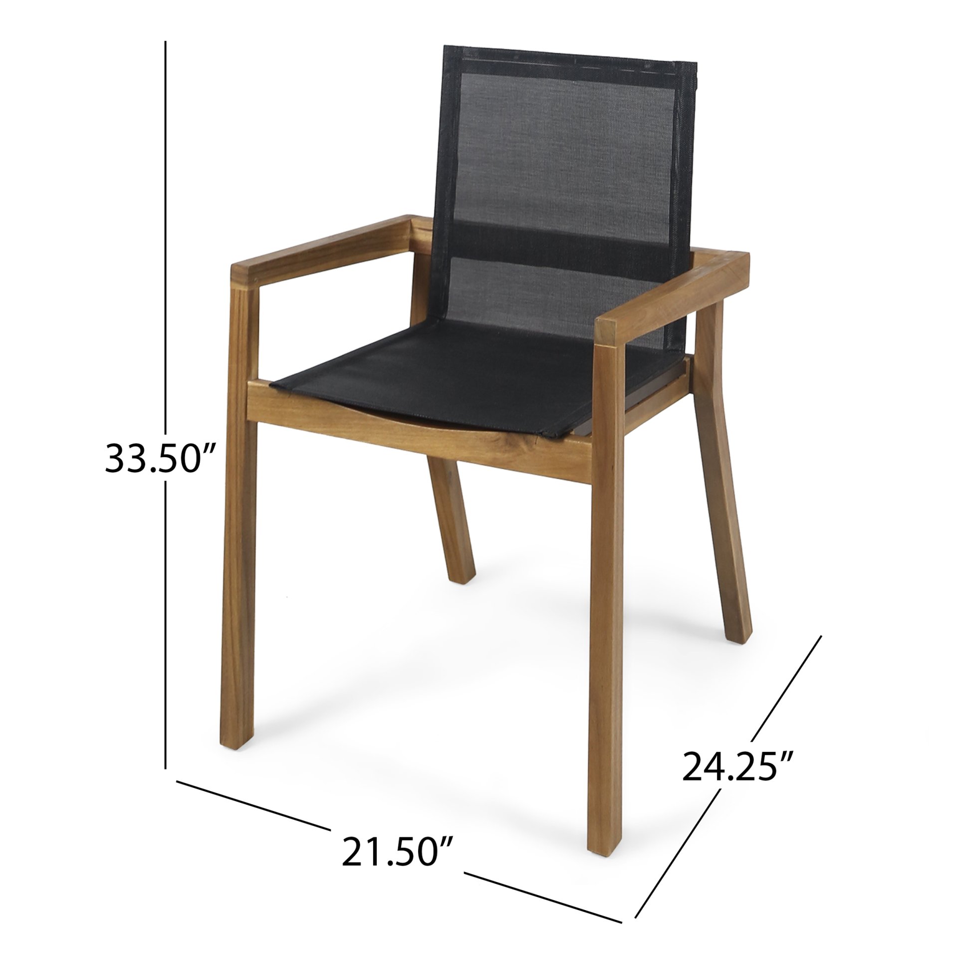 Dining Chair With Frame And Mesh Seating (Set of 2) - Teak - Image 3