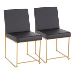 Fuji - Contemporary High Back Dining Chair (Set of 2) - Gold / Black