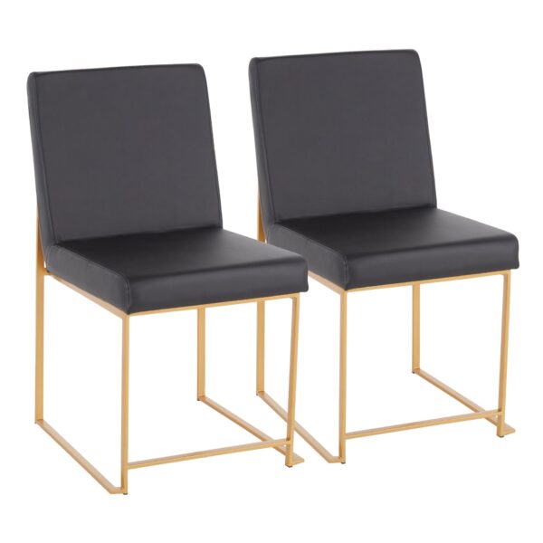 Fuji - Contemporary High Back Dining Chair (Set of 2) - Gold / Black