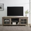 Modern Farmhouse 2 Door Glass Windowpane 70" TV Stand For 80" TVs - Gray Wash - Image 6