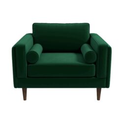 Amber - Velvet Lounge Chair - Brown / Dark Green