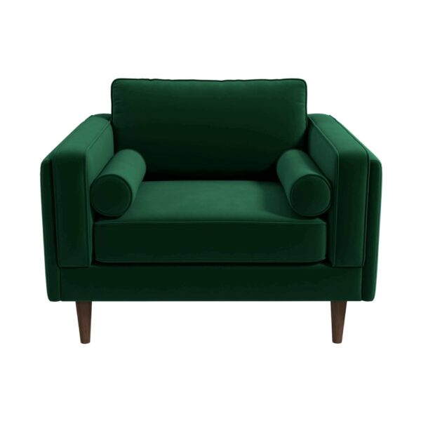 Amber - Velvet Lounge Chair - Brown / Dark Green