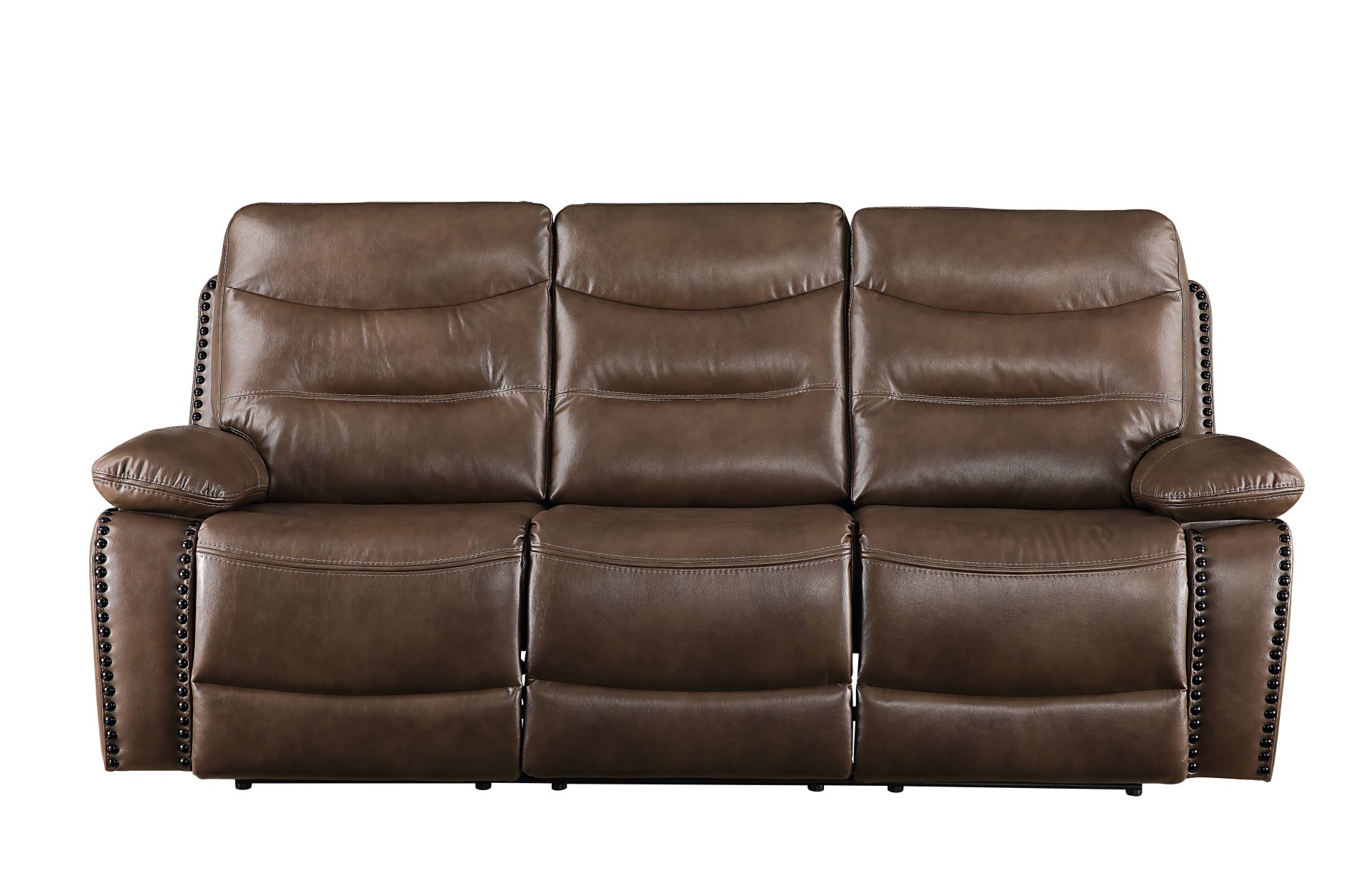 Aashi - Leather Gel Match 3 Piece Recliner Living Room Set - Brown - Image 2