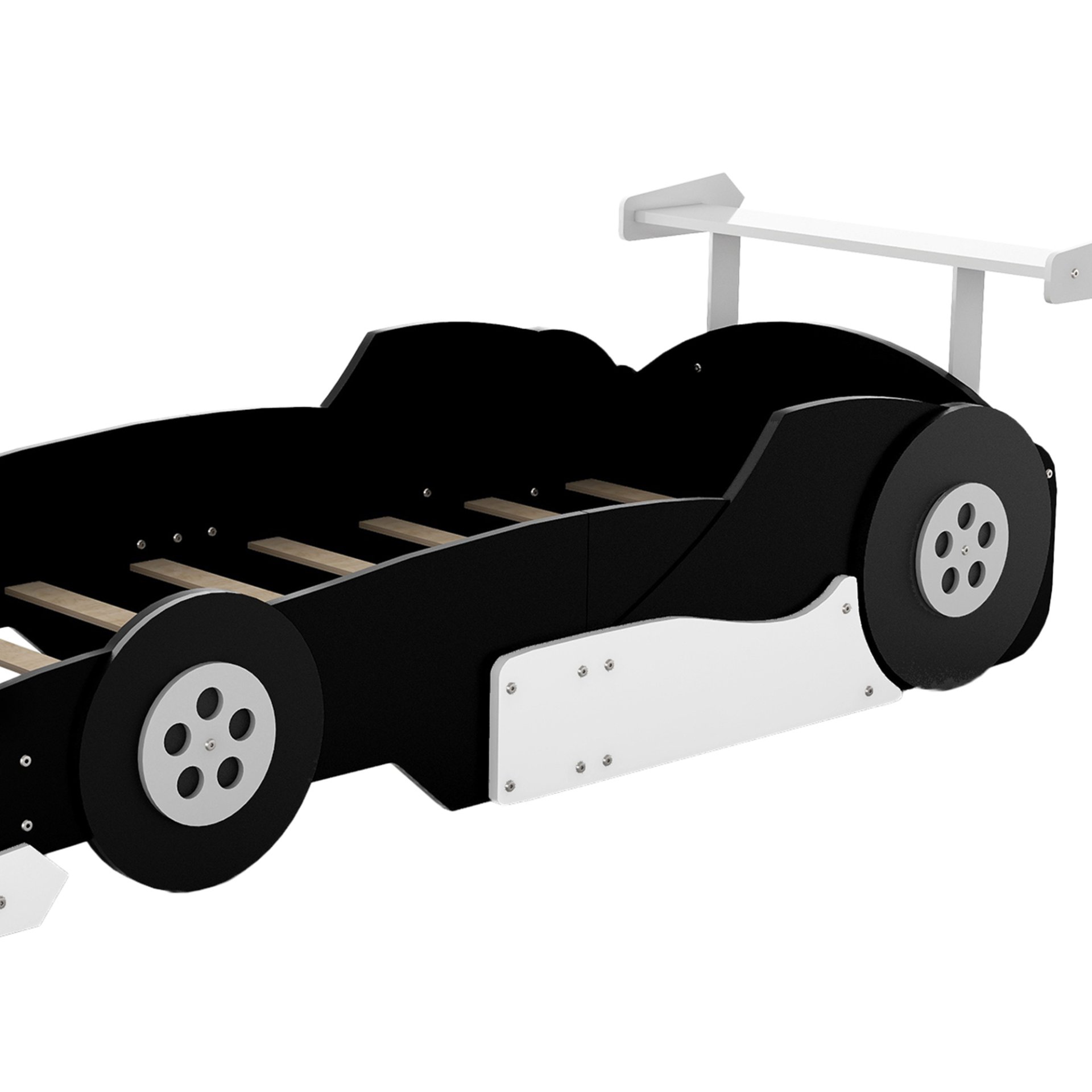 Twin Size Race Car-Shaped Platform Bed With Wheels - Black - Image 12