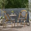 Outdoor Rattan And Aluminum French Bistro Chair Set - Black / White - Image 2