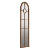 Half Round Elongated Mirror With Decorative Window Look Classic Architecture Style Solid Fir Wood Interior Decor - Brown - Image 7
