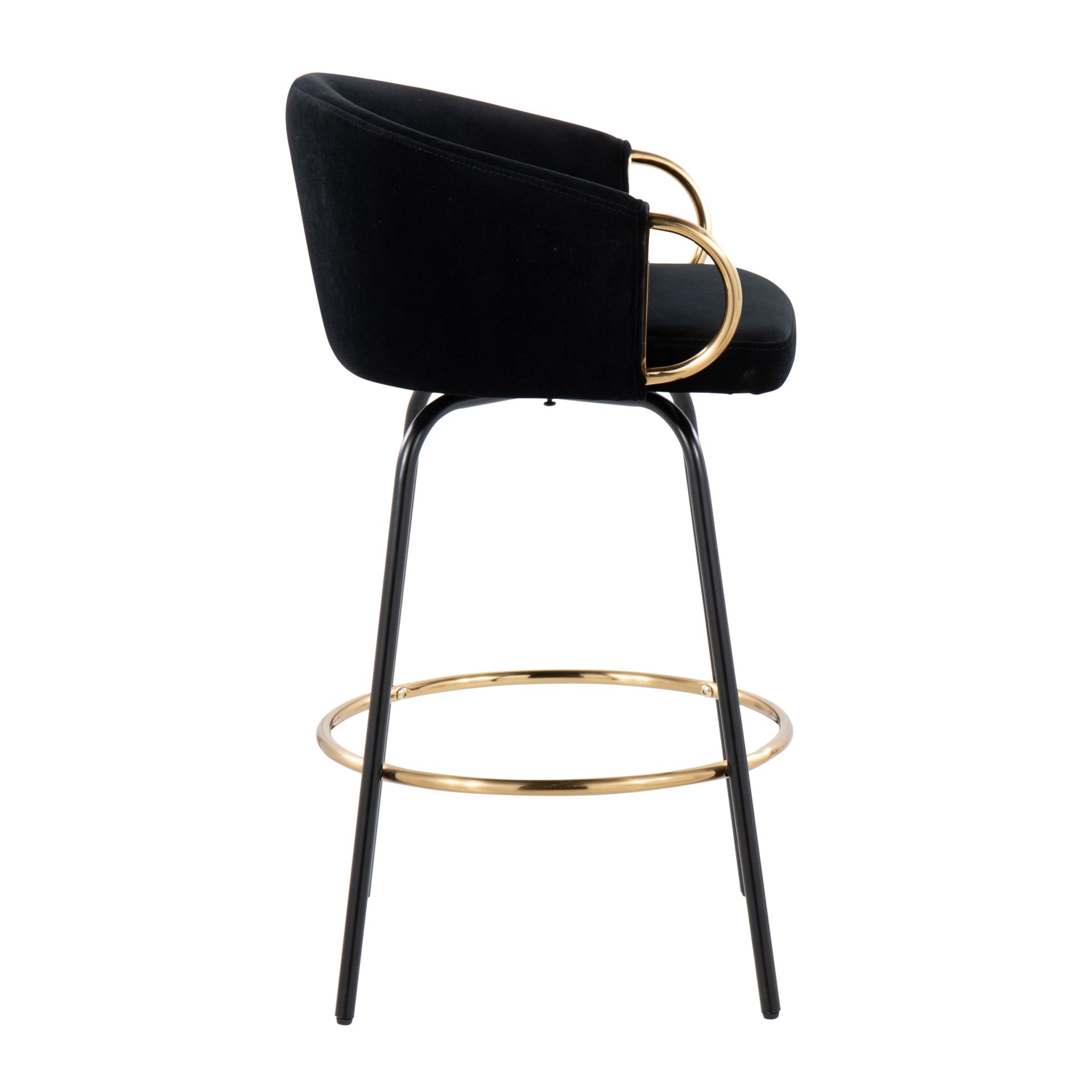 Claire - Contemporary / Glam Counter Stool (Set of 2) - Black / Gold - Image 3
