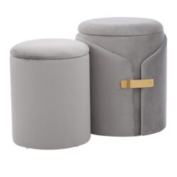Dahlia - Contemporary / Glam Nesting Ottoman Set - Silver
