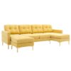 Modern Velvet L - Shape Convertible Sectional Sofa With Movable Ottoman - Yellow - Image 13
