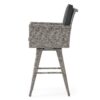 Outdoor Rattan Swivel Barstool With Water Resistant Cushion - Mixed Black / Dark Gray - Image 9