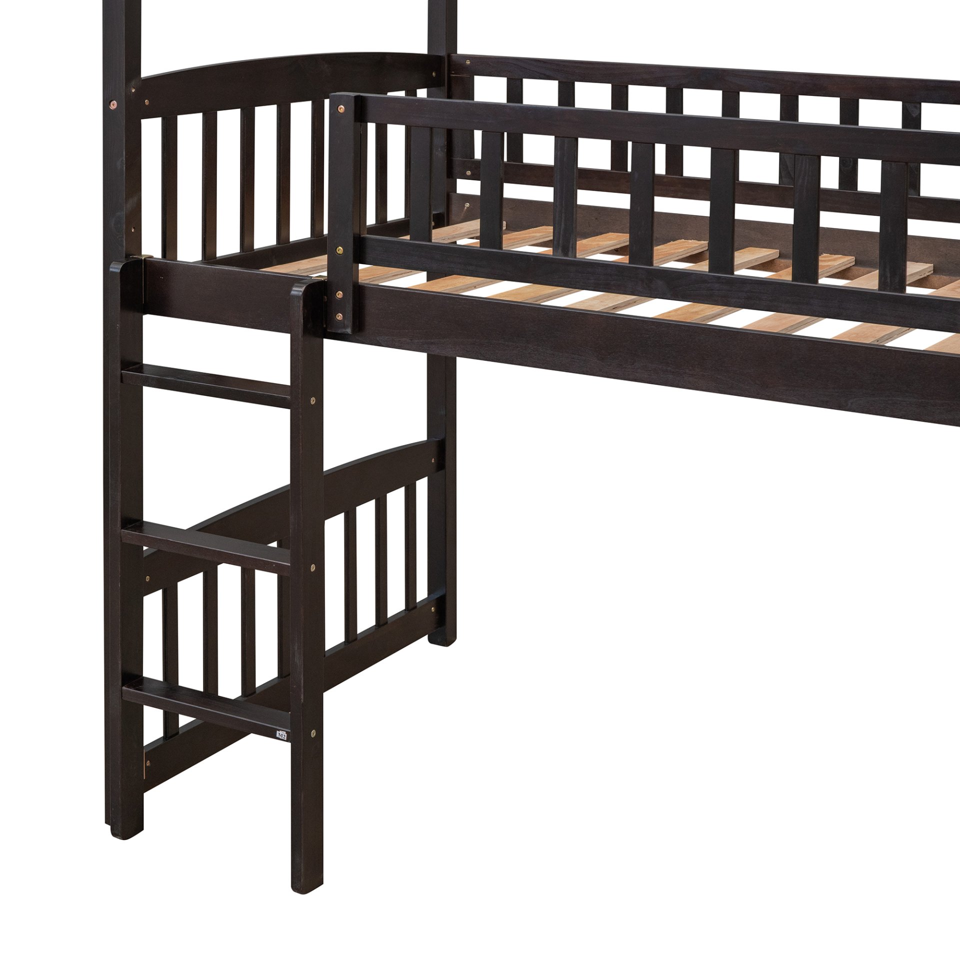 Twin House Loft Bed With Slide - Espresso - Image 9