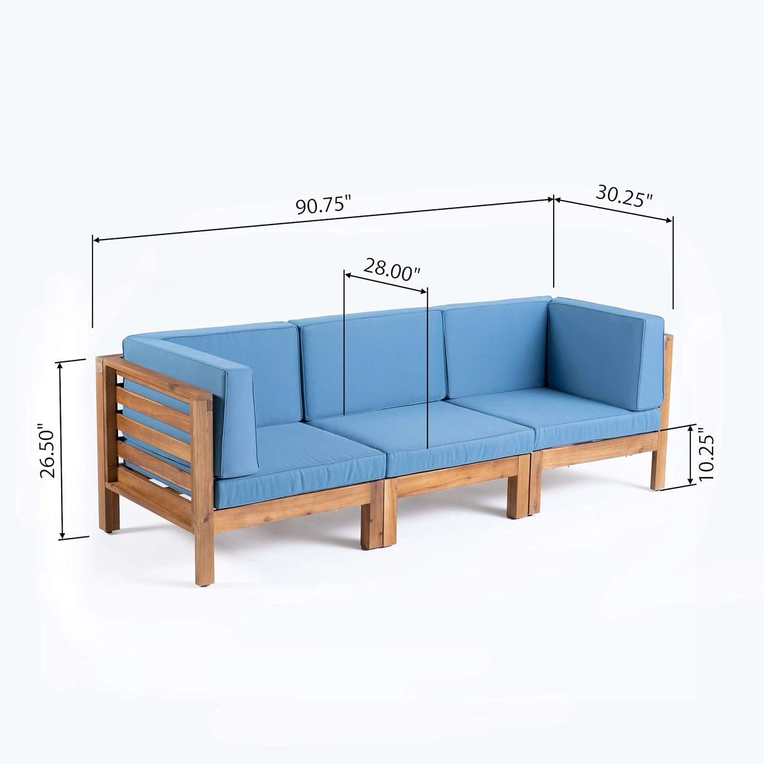 Oana - 3 Piece Sofa Set With Water Resistant Cushions - Blue - Image 3