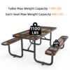 Expanded Metal Rectangular Picnic Table - Brown - Image 3