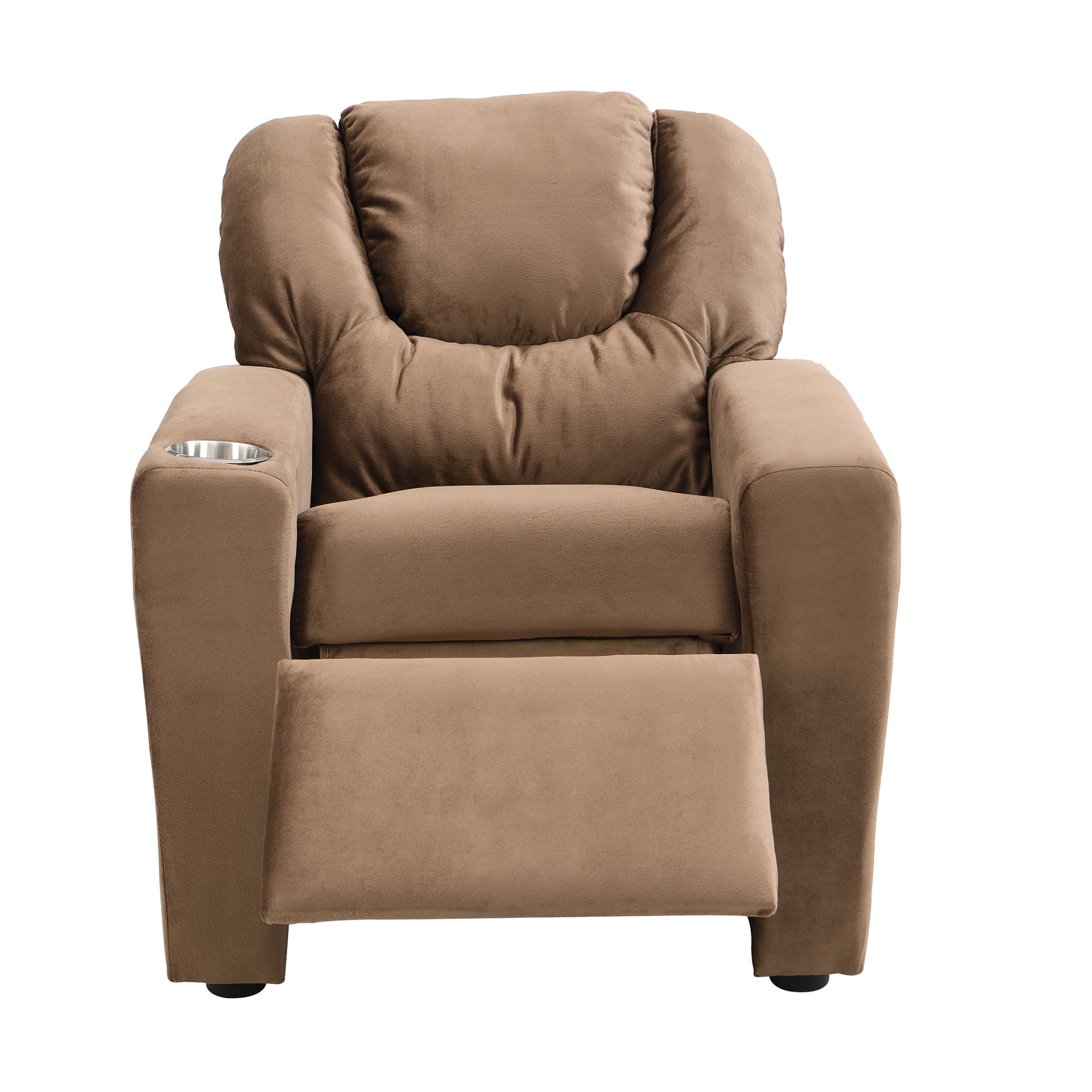 Kids Recliner Chair, Kids Upholstered Couch With One Cup Holder, Toddlers Recliner With Headrest And Footrest - Brown - Image 8
