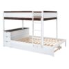 Full Over Full Bunk Bed With Twin Size Trundle, Storage And Desk - White / Walnut - Image 8